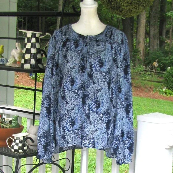 JOIE long sleeve tassel peasant top shirt blouse polyester soft luxury style - Picture 5 of 9